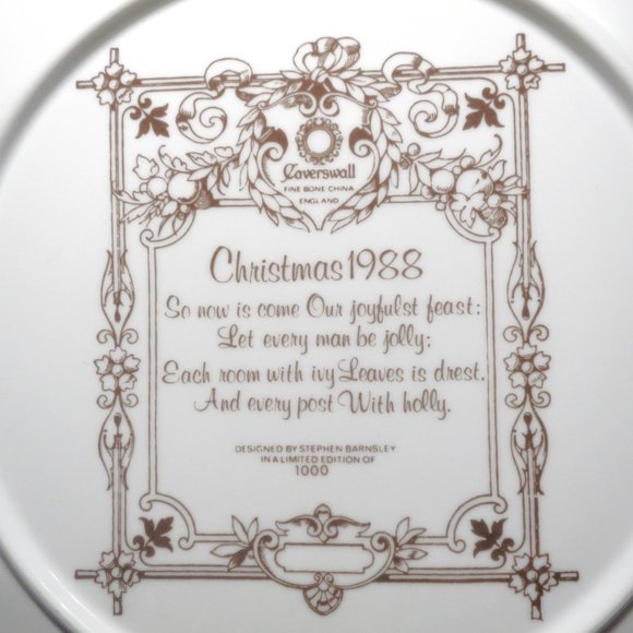 Christmas 1988 Collector Plate Caverswall Ltd Edition Stephen Barnsley 8 1/2" - Picture 6 of 7